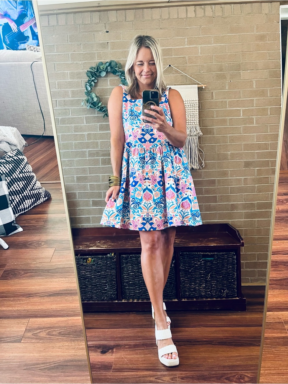Flying Tomato Blue & Pink Floral Tank Dress